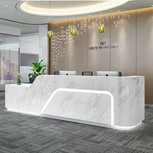 pujxy仿大理石纹路烤漆前台接待台公司前台宾馆咨询酒店迎宾服务