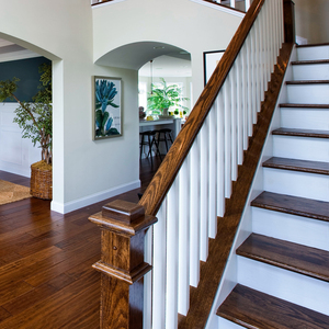 全屋定制厂别墅实木楼梯复式阁楼家用红橡木整体原木楼梯扶手踏步