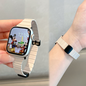 iwatchs9苹果手表带真皮磁吸高级感女适用applewatch67代s8细款SE