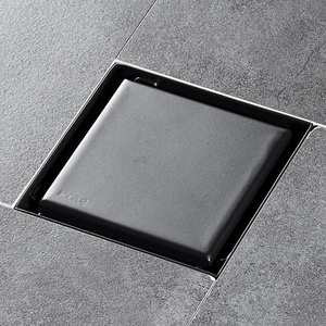 黑色方形隐形地漏sus304不锈钢可嵌瓷砖卫生间隐藏式浴室防臭地漏