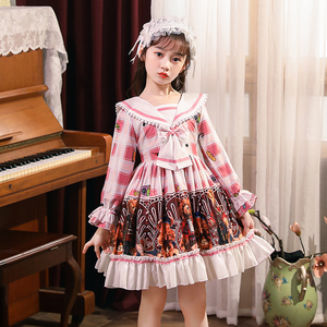 正品丹尼熊女童秋装lolita公主裙儿童长袖连衣裙童装小女孩洛丽塔