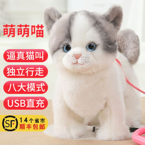 电动猫咪仿真会叫毛绒玩具走路儿童智能电子宠物小猫猫男孩女孩仿