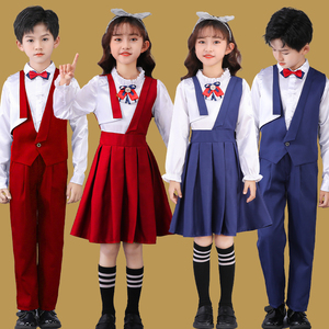 六一儿合唱演出服新款小学生女大合唱团服诗朗诵比赛蓝色服装