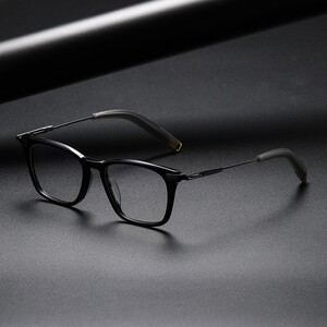 眼镜框男黑色玳瑁超轻板材b钛品牌镜架配高度近视复古手工方框架