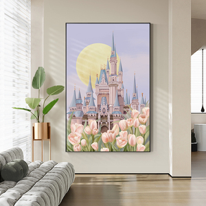 北欧客厅装饰画艺术城堡建筑卧室床头挂画玄关壁画原创落地画高端