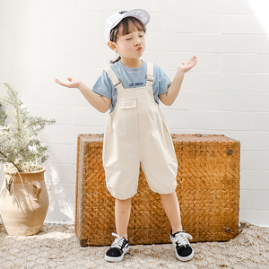 小女孩背带裤女童裤子韩版春秋夏季幼儿园日系短袖表演棉麻长裤潮