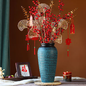 银柳专用花瓶中式陶瓷复古插花发财果仿真花春节花束客厅装饰摆件