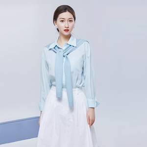 another home2022披肩纯色衬衫春季新款两件套女士衬衫