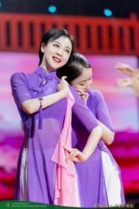 紫色禅服奥黛旗袍练功服奶奶团弹力纱改良舞台中国风团体舞蹈演出