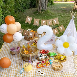 春游网红野餐用品草地生日布置气球ins户外派对氛围场景装饰套装