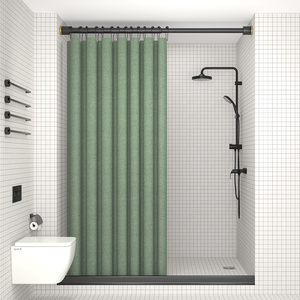 浴室防水浴帘套装卫生间防水布干湿分离免打孔挂帘洗澡淋浴隔断帘