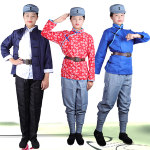 儿童成人八路军游击队抗战演出套装男女百姓民兵地道战话剧表演服