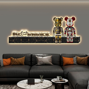 暴力熊现代轻奢客厅沙发背景墙装饰画led灯发光壁画kaws餐厅挂画