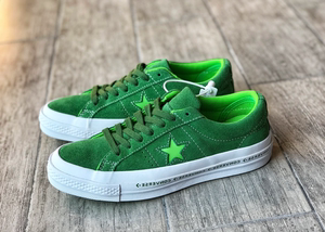 匡威官网旗舰店 one star 木村一星绿色字母低帮男女帆布鞋休闲鞋
