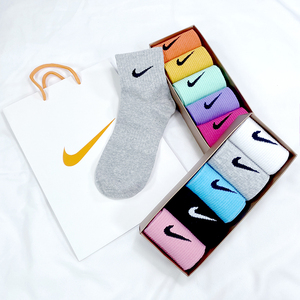 nike耐克袜子女中筒袜纯棉秋冬运动袜糖果色潮流马卡龙篮球彩袜子