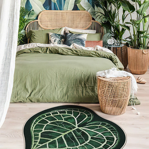 水晶花烛地毯圆毯热带绿植地毯阳台书房转椅毯龟背竹叶子植物地毯