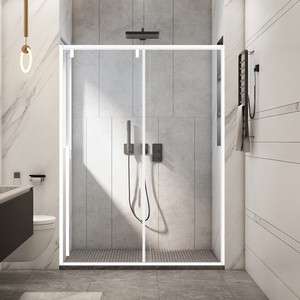 浪鲸白色淋浴房简易家用浴室干湿分离隔断卫生间洗澡房玻璃门浴屏