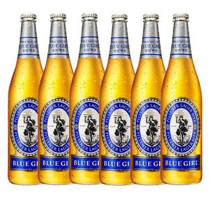 a蓝妹啤酒德国工艺bluegirl蓝妹黄啤酒640ml*12大瓶整箱