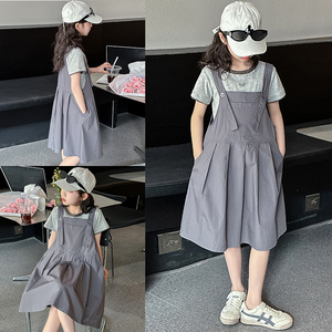 女童套装夏装新款背带裙子T恤两件套9中大童夏季洋气韩版女孩时髦