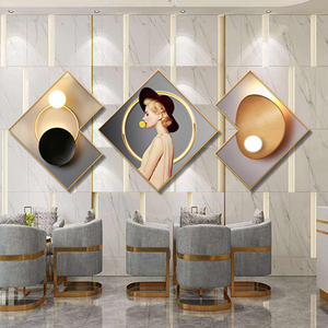 客厅装饰画现代轻奢沙发背景墙挂画餐厅三联画美容院美女人像壁画