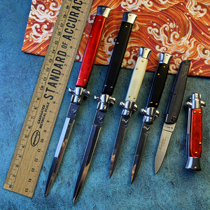 户外折叠刀黑手党akc长款快开战术防身便携弹簧钢多功能露营刀具