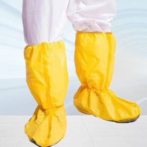 一次性防化服鞋套黄色靴套耐酸碱防化学实验室车间无纺布覆膜防水