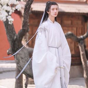 【高品质】明制圆领袍白色汉服男士情侣古风仙侠客飘逸中国风古装