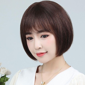 假发套中老年妈妈女全真发假发bobo头齐耳短直发直刘海时尚逼真