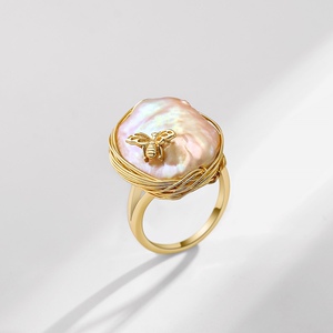 戴拉巴洛克异形珍珠戒指2022年气质潮人开口戒网红个性时尚指环女