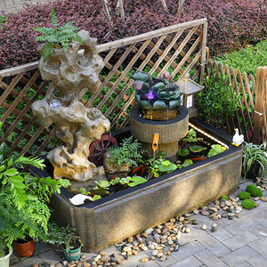 水乡故事田园流水喷泉养鱼池摆件庭院装饰太湖石假山景观摆设布置
