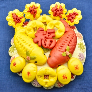 胶东花饽饽结婚盆鱼面鱼婚庆春节年货礼盒山东大馒头手工贡品上供