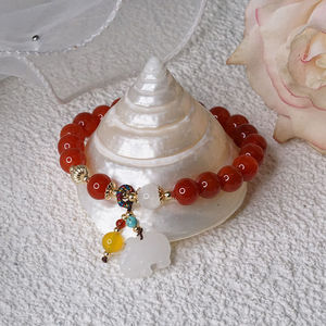 淘运阁吉象财葫手链白色手绳南红玛瑙翡翠白玉小象转运瑞象通财