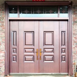 别墅大门双开门防盗门农村庭院自建房进户门对开不锈钢铜门入户门