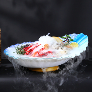 高端三文鱼刺身盘冰盘大号海鲜拼盘姿造盘鱼生专用盘刺生摆盘盘子