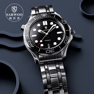 sarwoo商沃正品进口机芯手表男士全自动机械表潜水表商务运动防水