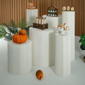 定制商用圆柱形白色纸质展示台地桌展会艺术设计产品陈列柜台