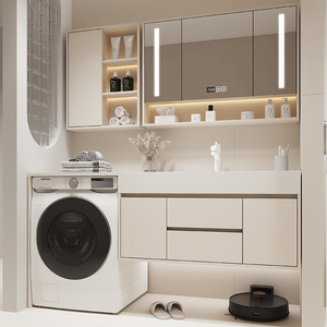 洗衣机一体柜阳台伴侣岩板无缝盆浴室柜组合洗脸盆卫生间洗手台盆