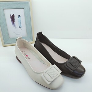 千佰莉新款女鞋真皮纯色青年中老年平底简约舒适方头小香风正品