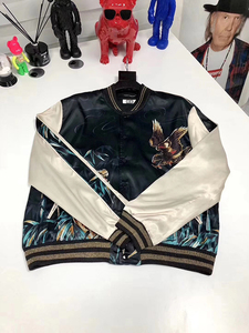 slp风格虎鹰夹克14fw经典款丝绸修身棒球服
