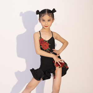 GTY女童拉丁舞表演演出服装专业新款夏季吊带儿童练功拉丁舞裙