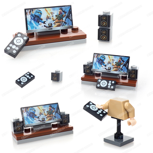 拼装电视柜积木场景组装遥控忍者电影画面搭配模型兼容乐高玩具