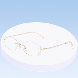 夏琅21201无框钻石切边近视有度数无色超轻眼镜女款
