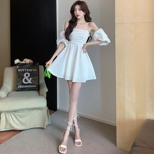 抹胸裙夏天一字肩