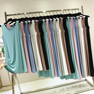 莫代薄无袖睡衣女夏尔季款性感背65心裙纯色大码可外穿夏天家居睡