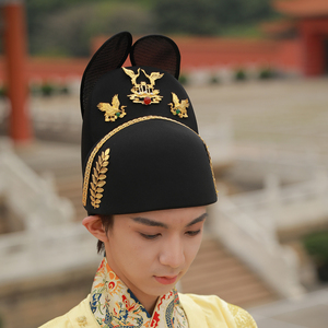 汉裔首服明制仙鹤翼善冠手工缝制古风摄影帽子男皇帝冠帽汉服配饰