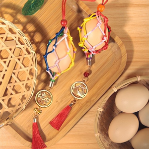 端午节蛋兜成品鸡蛋鸭蛋带吊坠五彩网兜立夏彩绳手工DIY材料包