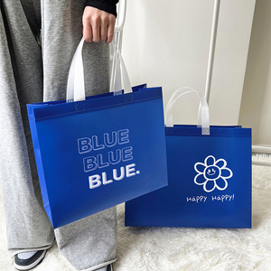 女装装衣服克莱因蓝无纺布袋子高档色手提购物袋服装店批发定制