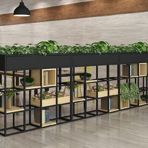 餐厅铁艺栏杆隔断绿植种植箱大厅挡板定制室外简约商场收纳办公桌