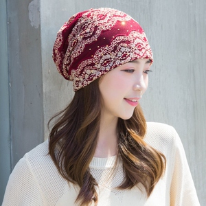 纱巾包头帽女士套头帽蕾丝春夏薄款民族堆堆帽围脖时尚百搭月子帽