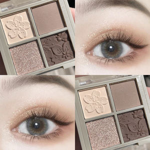 兰蔻四色眼影盘大地色闪粉哑光正品学生珠光防水眼影棒眉笔口红女